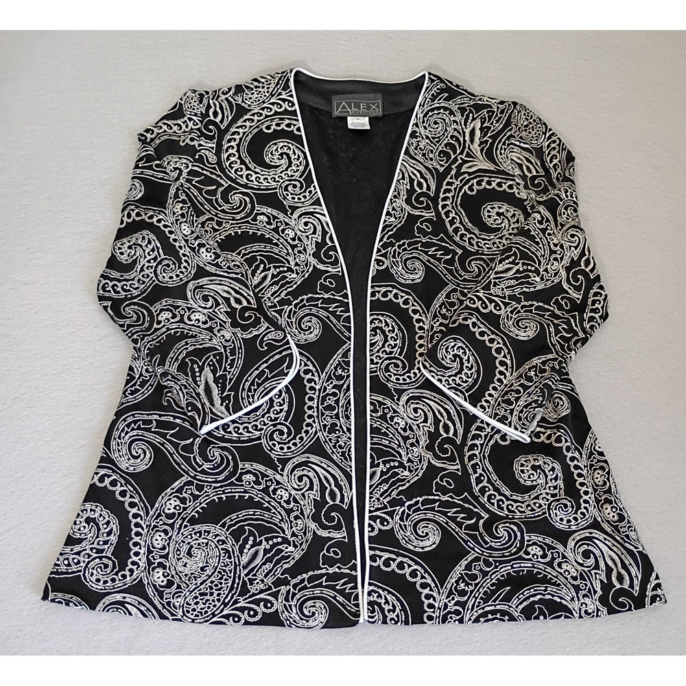Alex By Evenings Glitter Jacket Cardigan Open Style Size Large Evening Fashion